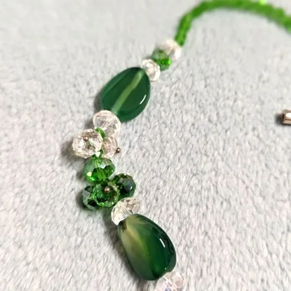 Vintage Artisan Made Green Crystal Bead and Glass Bead Necklaces - Picture 8 of 13